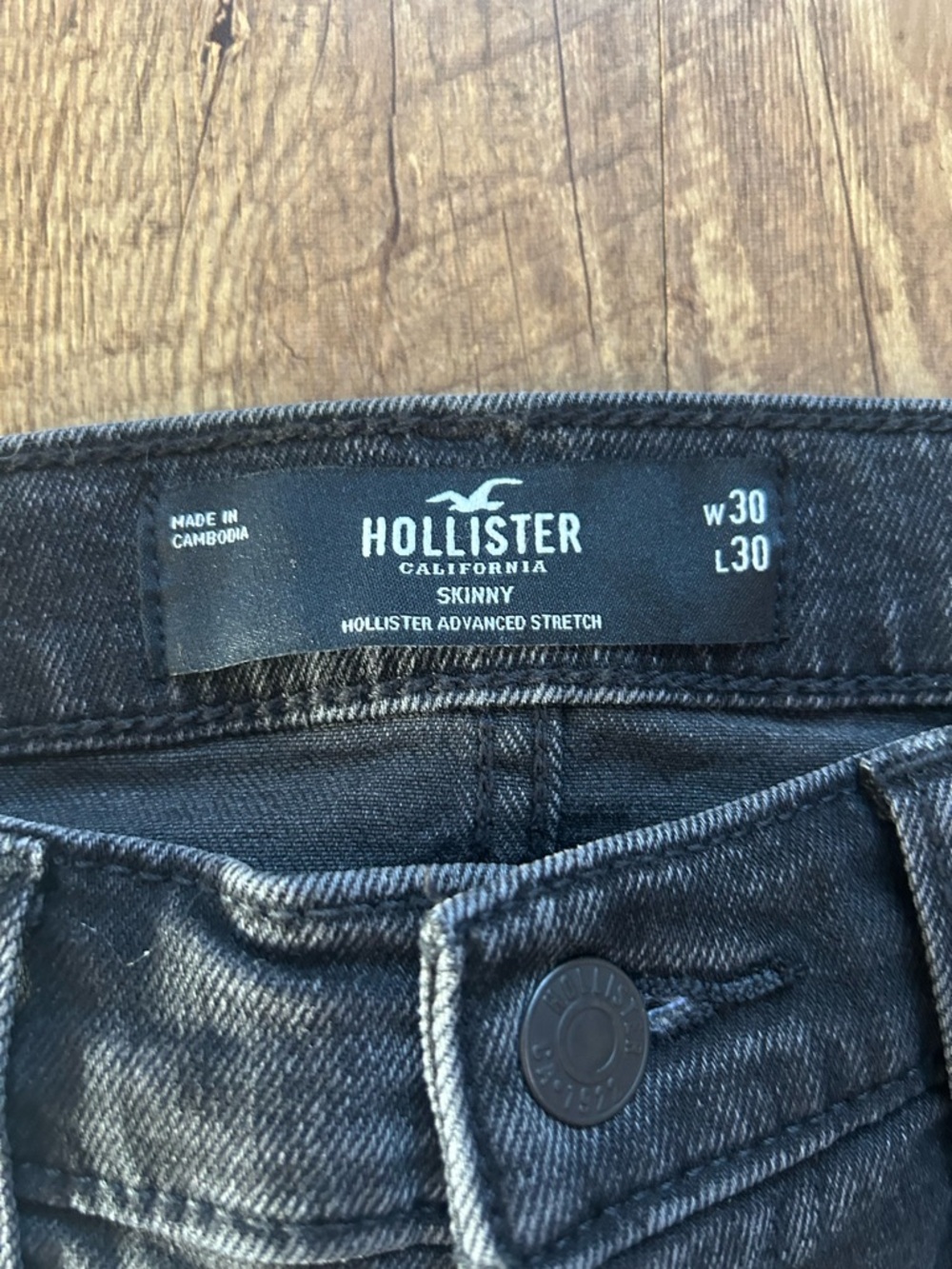 Hollister Black Distressed Skinny Jeans W30 L30 High Rise Stretch - Picture 6 of 15